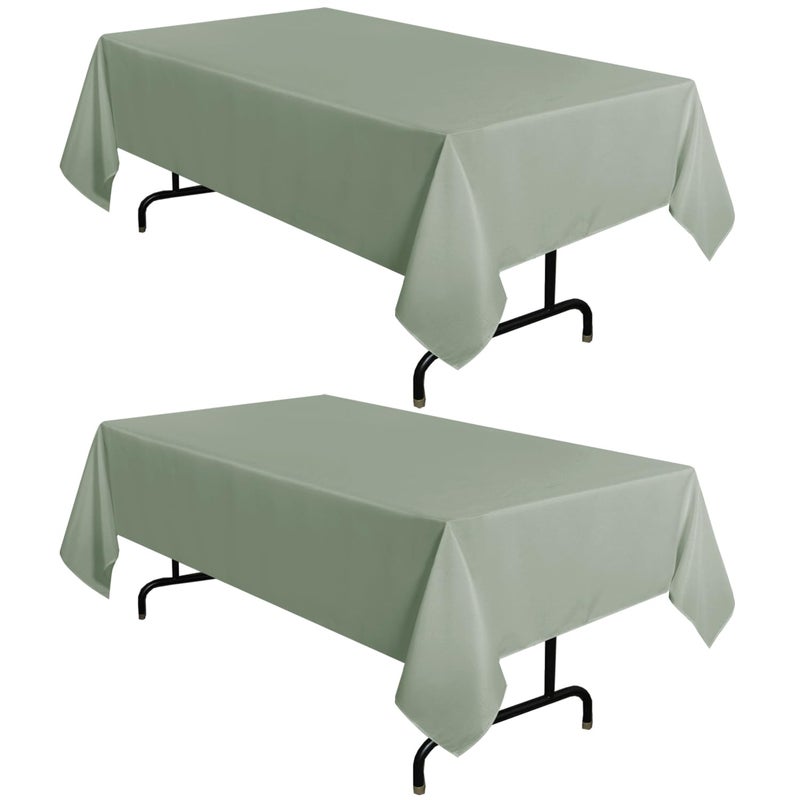 sancua 2 Pack Sage Green Tablecloth 60 x 102 Inch  Rectangle Table Cloth for 6 Feet Tables - Stain and Wrinkle Resistant Washable Polyester Table Cover for Dining Tables  Buffet Parties and Camping - Image 1